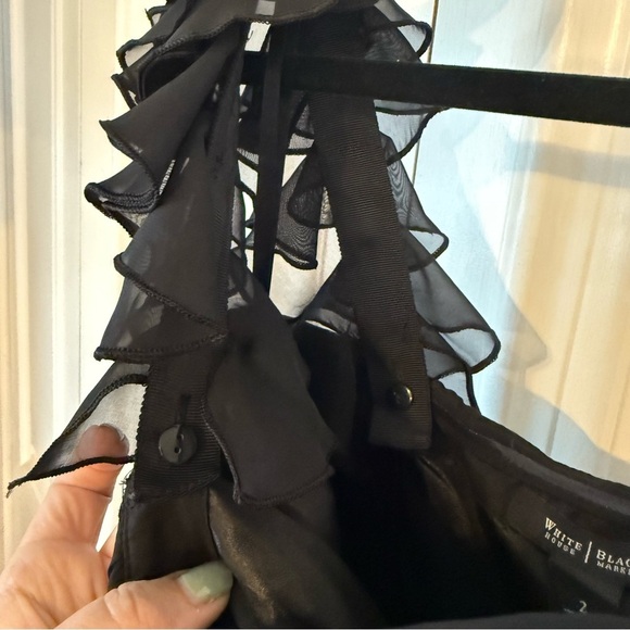 WHBM One-Shoulder Ruffle Little Black Dress size 2 Going out Cocktail Holiday - Picture 6 of 6